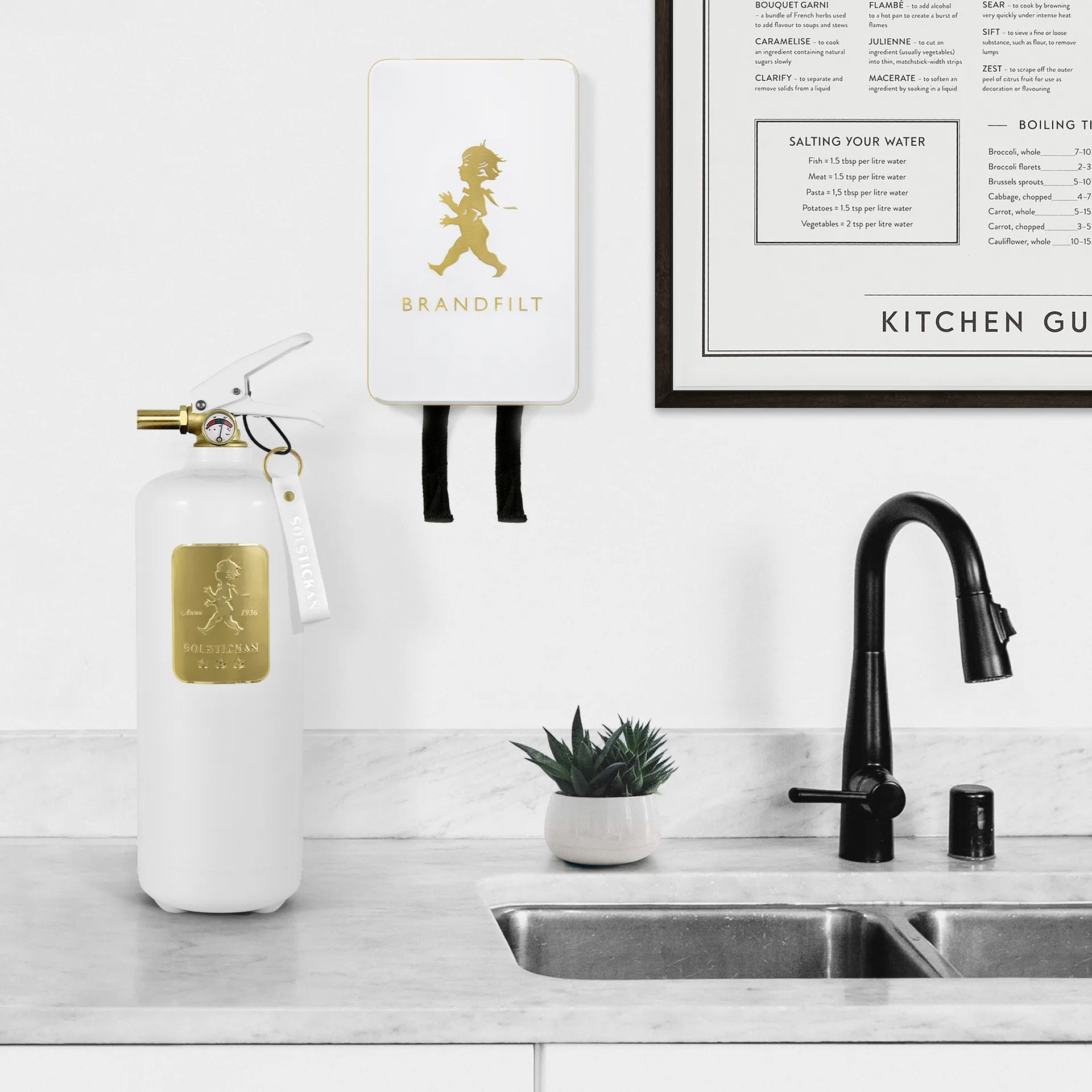 Solstickan extintor de incêndio 2 kg, Ouro-branco Solstickan Design