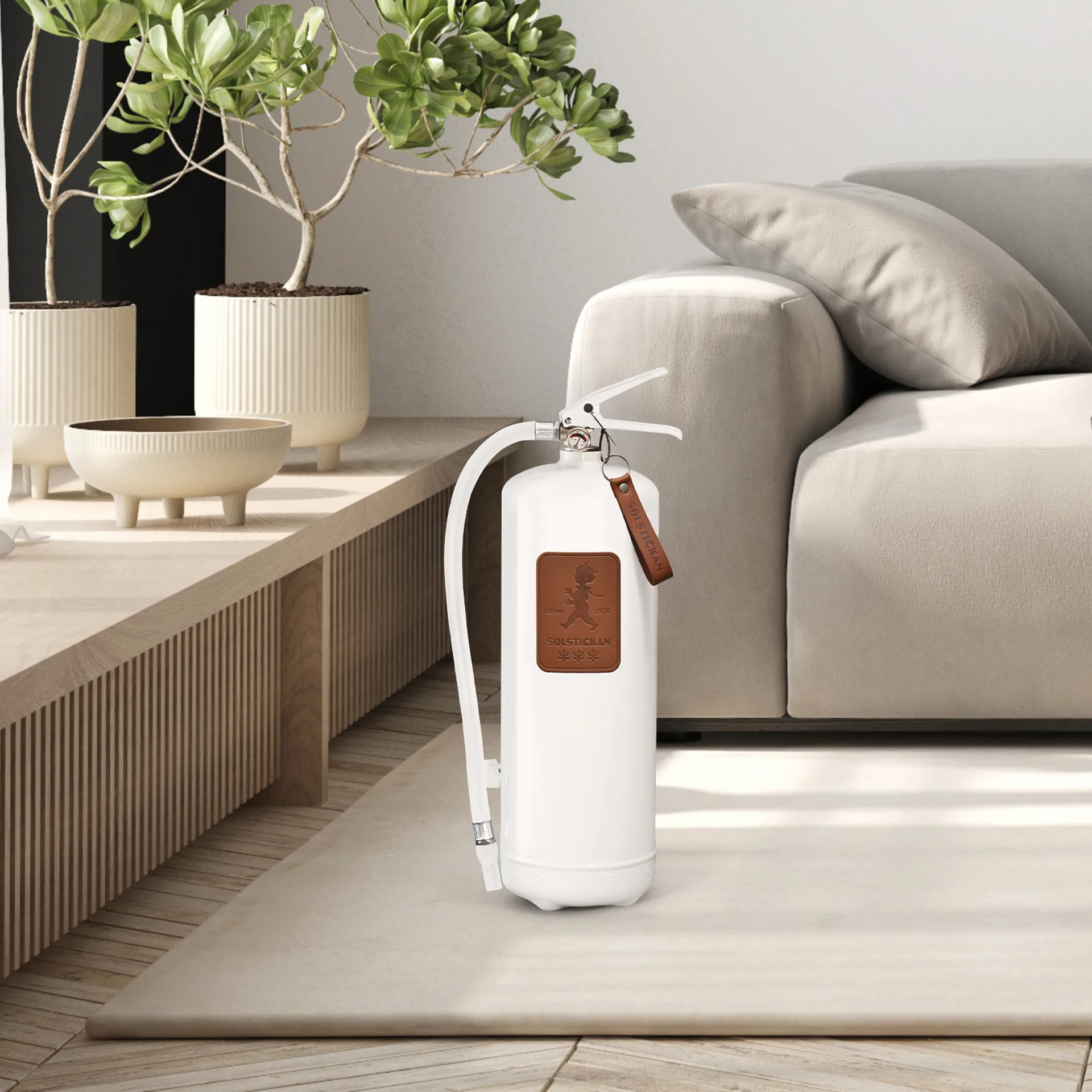 Solstickan extintor de incêndio 6 kg, Branco-couro marrom escuro Solstickan Design