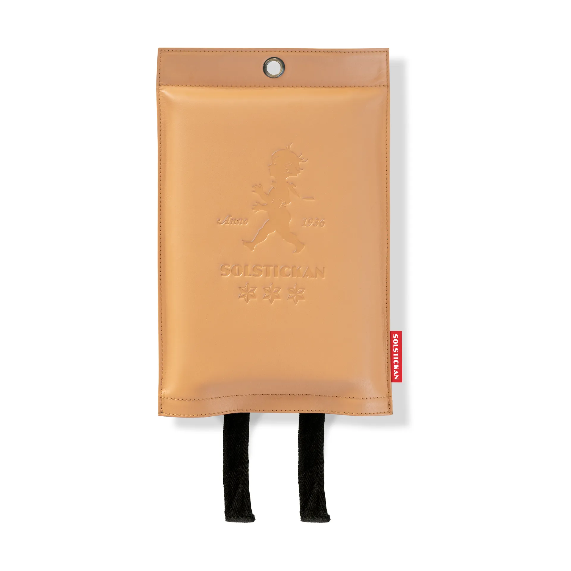 Solstickan Manta corta-fogo, estojo em couro 120x120 cm, Couro claro Solstickan Design