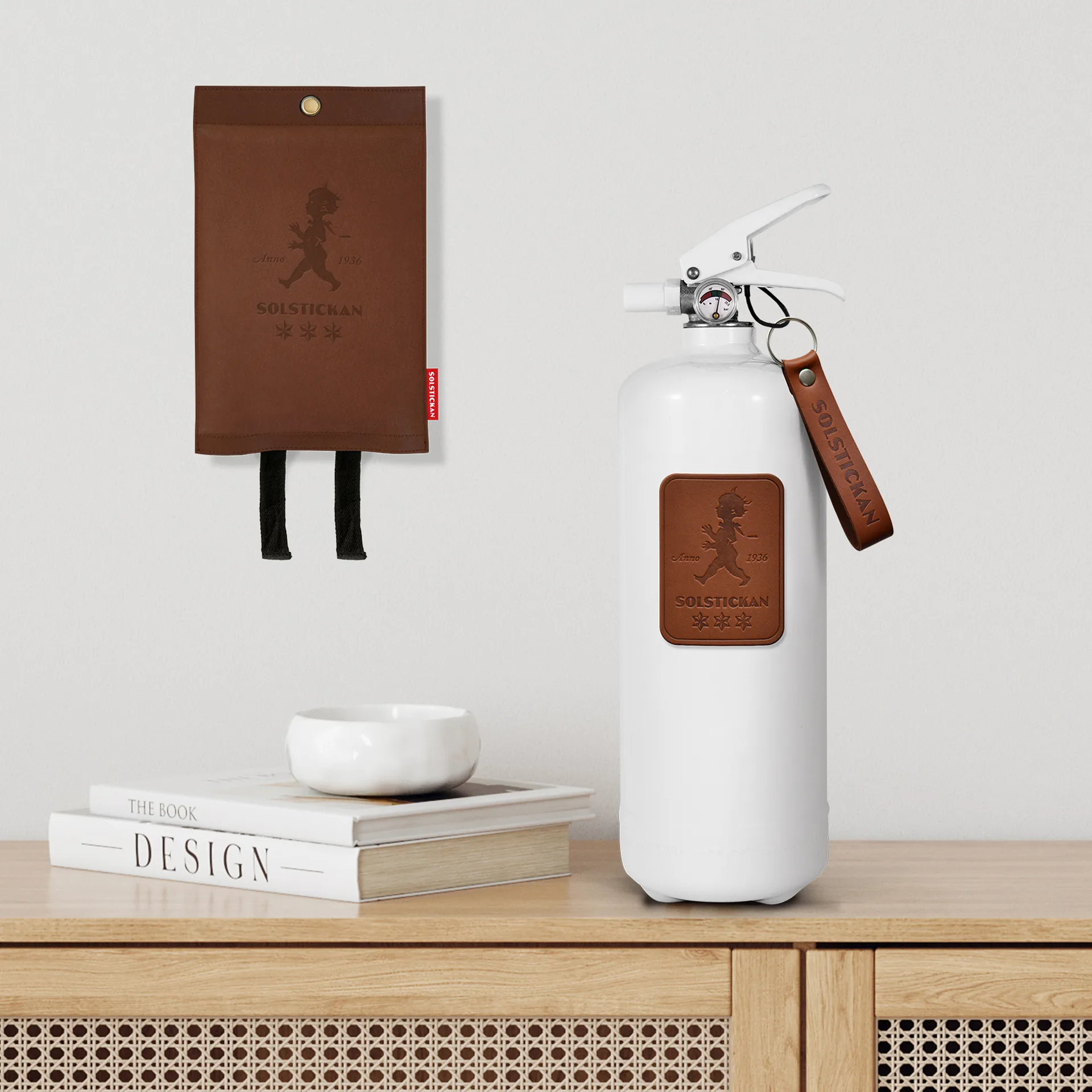 Solstickan Manta corta-fogo, estojo em couro 120x120 cm, Couro escuro Solstickan Design