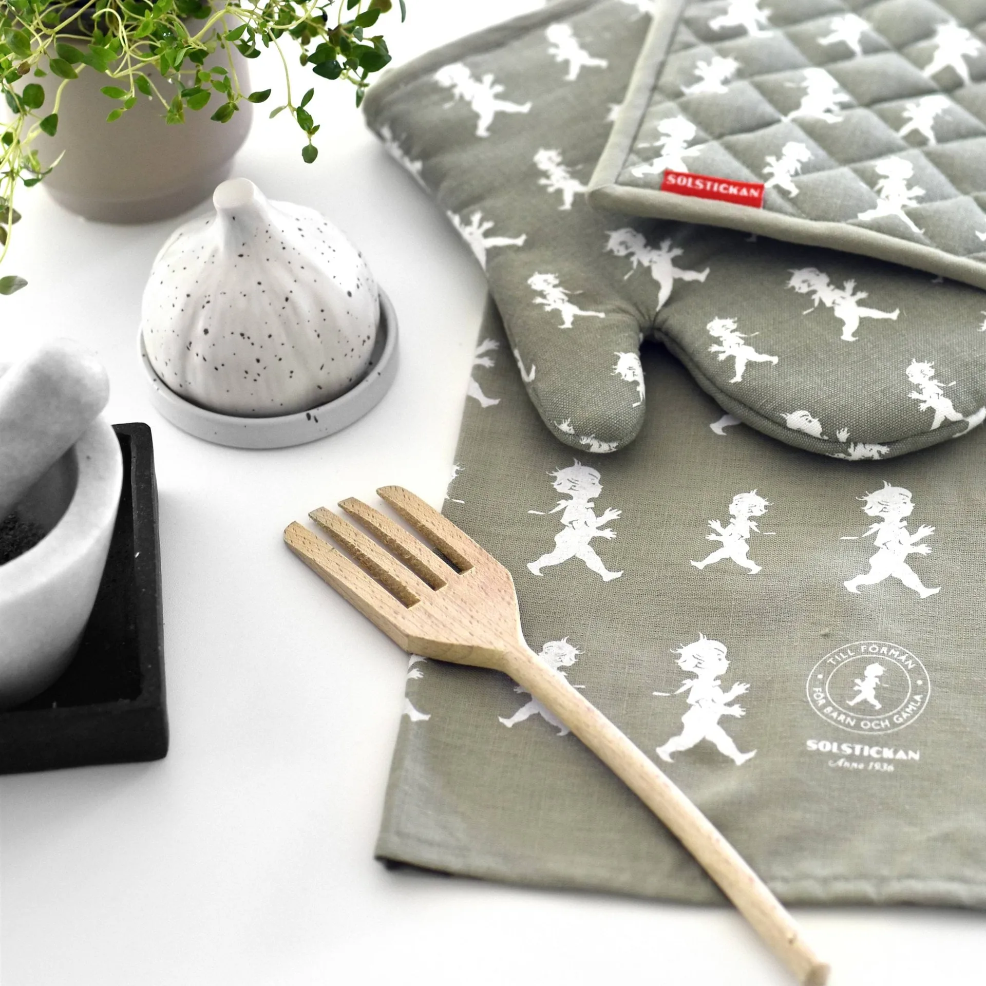 Solstickan toalha de cozinha 50x70 cm, Verde-branco Solstickan Design