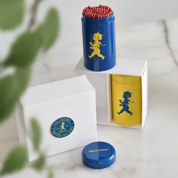Solstickan tubo de fósforos conjunto de 2 embalado para oferta - Amarelo, azul - Solstickan Design