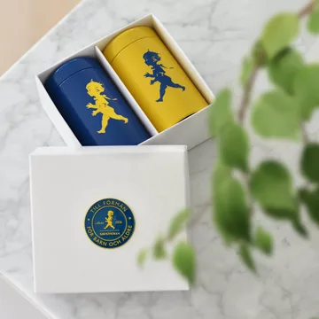 Solstickan tubo de fósforos conjunto de 2 embalado para oferta - Amarelo, azul - Solstickan Design