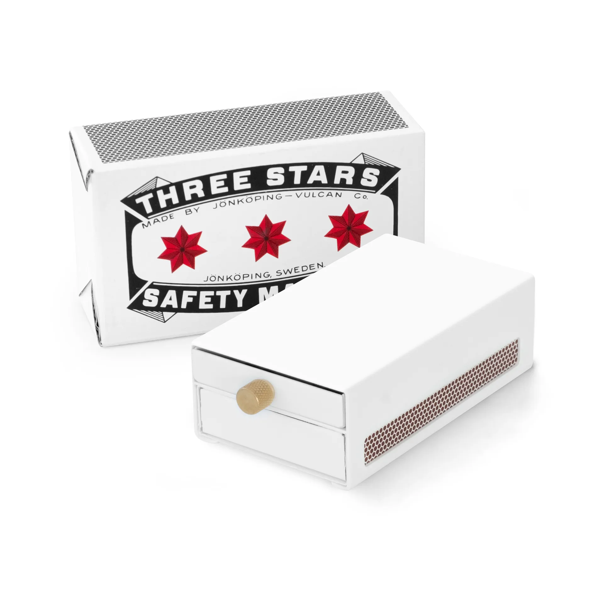 Three Stars Estojo de fósforos grande, Branco Solstickan Design