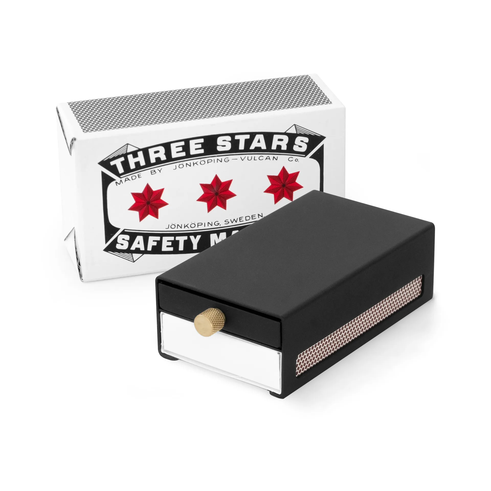 Three Stars Estojo de fósforos grande, Preto Solstickan Design