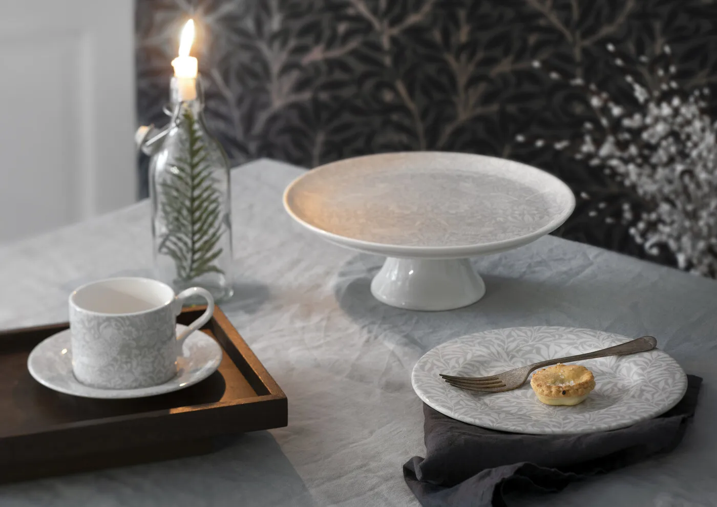 Chávena de chá com pires Strawberry Thief 28 cl, Cinza Spode