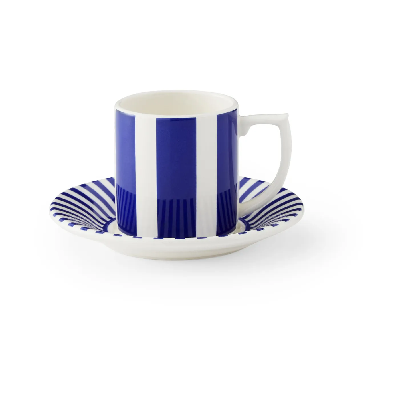 Chávena de espresso Steccato 8 cl com pires Ø11 cm, Azul-Branco Spode