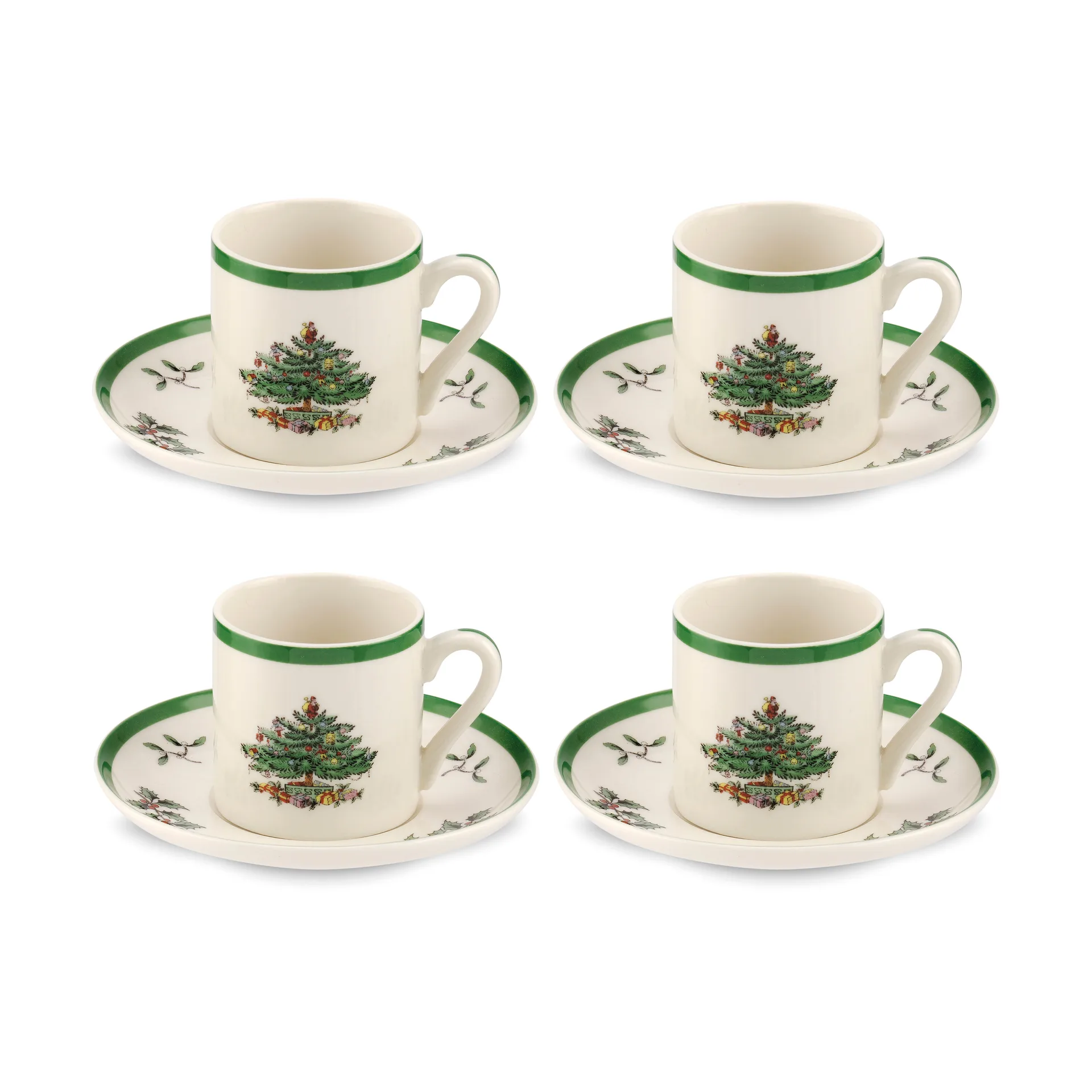 Chávena de expresso e pires Christmas Tree 9 cl 4 un., White-green-red Spode