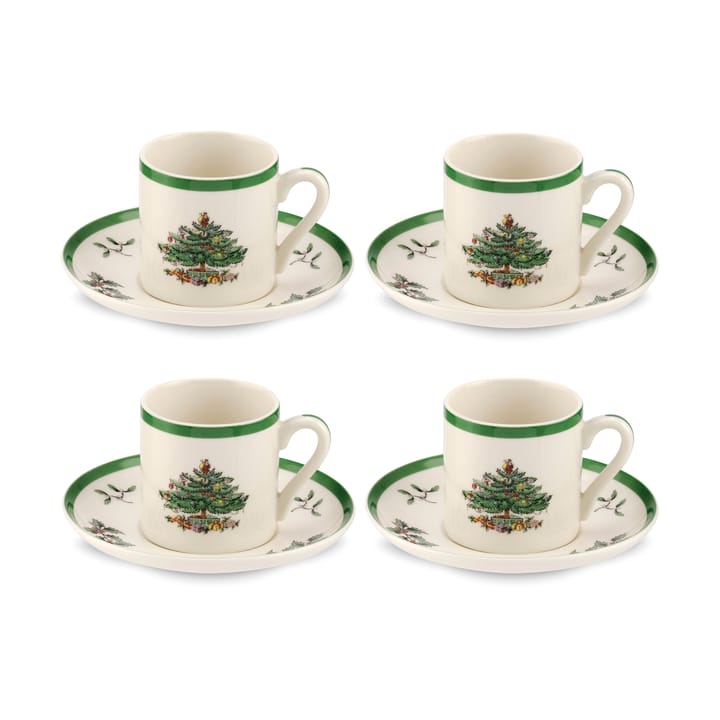 Chávena de expresso e pires Christmas Tree 9 cl 4 un. - White-green-red - Spode