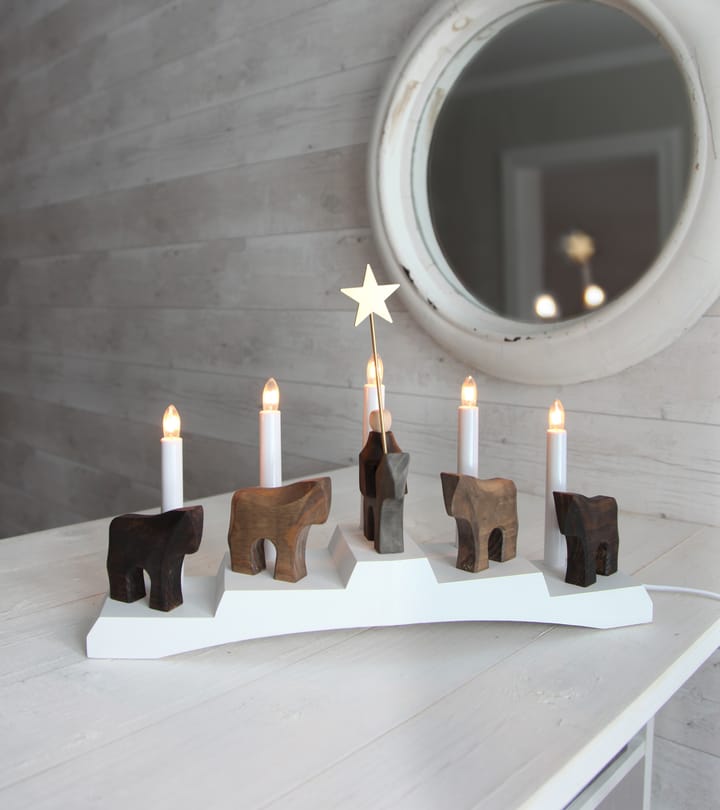 Candelabro do Advento das Ovelhas 5 lâmpadas Staffans, Branco Star Trading