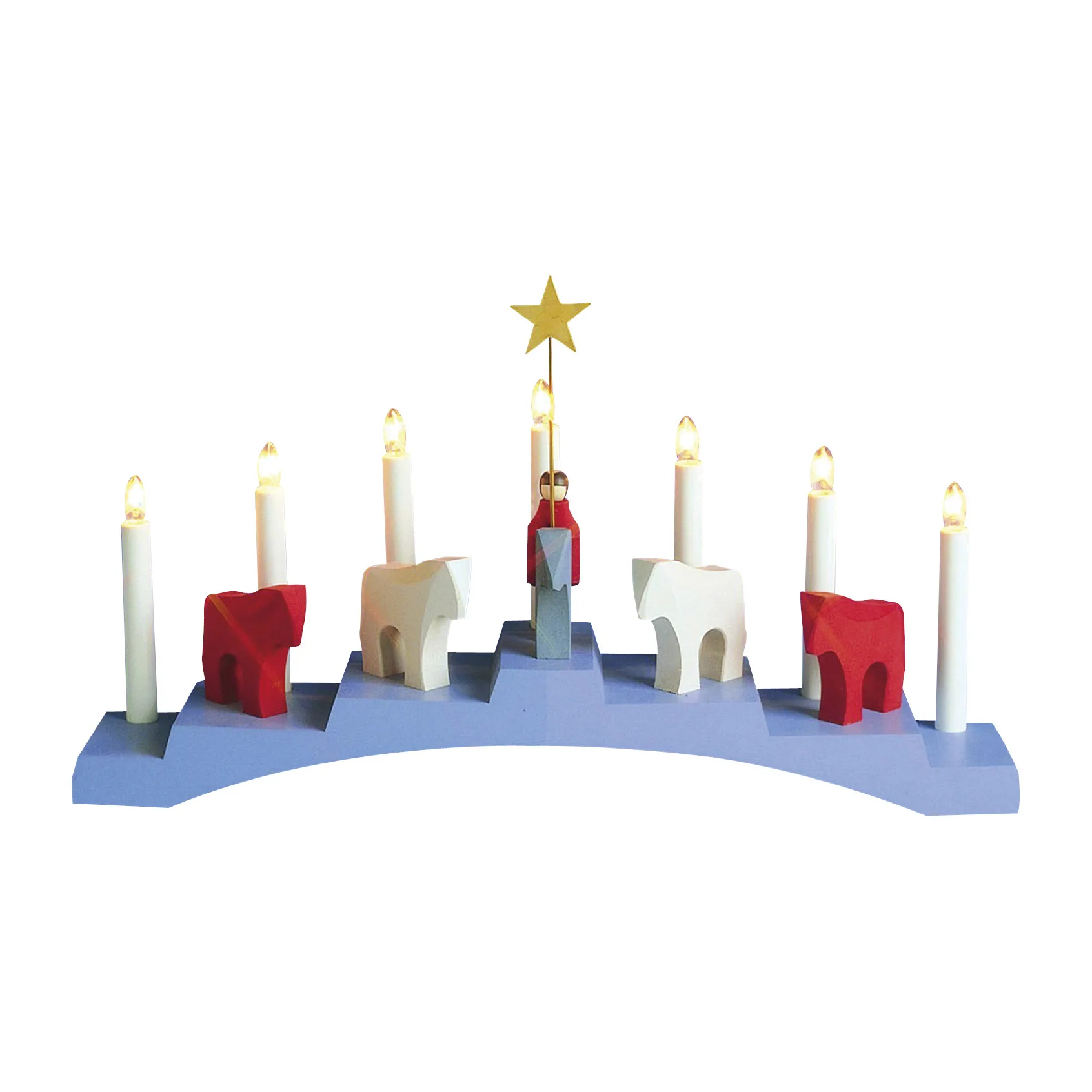 Candelabro do Advento das Ovelhas 7 lâmpadas Staffans, Azul  Star Trading