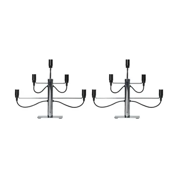 Castiçal Milano 5 46 cm embalagem de 2 - Cromo - Star Trading