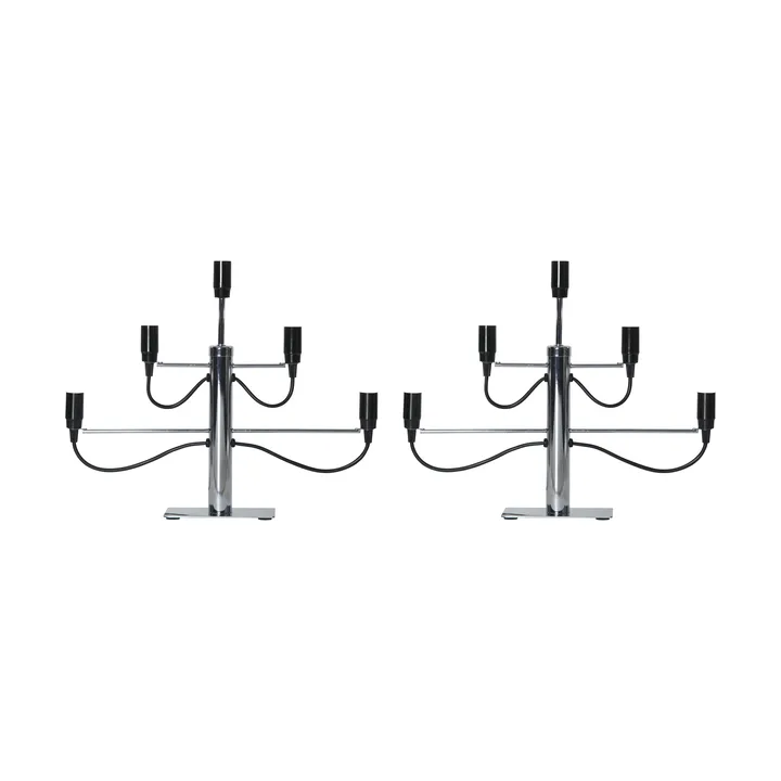 Castiçal Milano 5 46 cm embalagem de 2 - Cromo - Star Trading