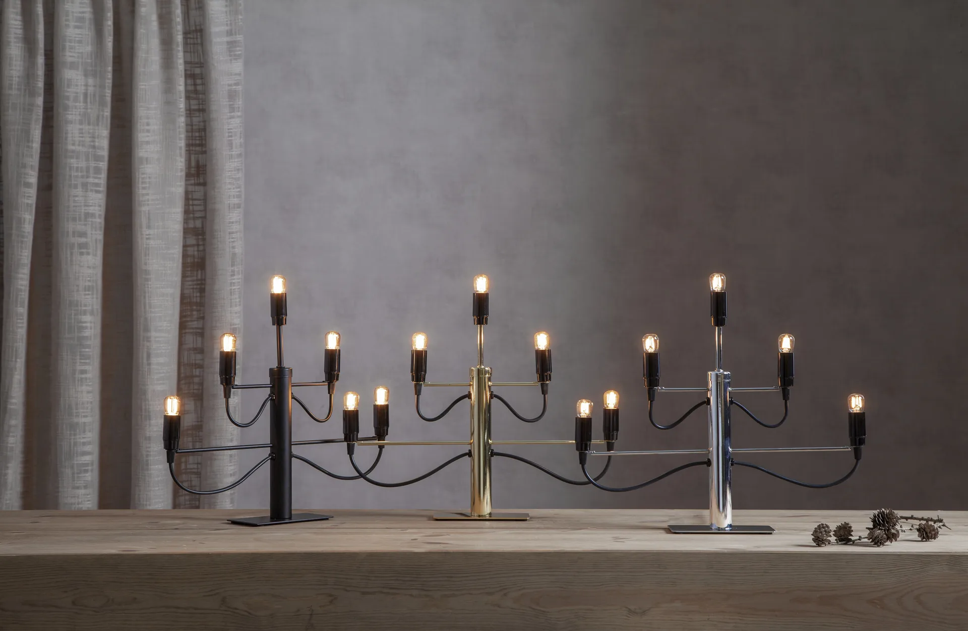 Castiçal Milano 5 46 cm embalagem de 2 - Cromo Star Trading