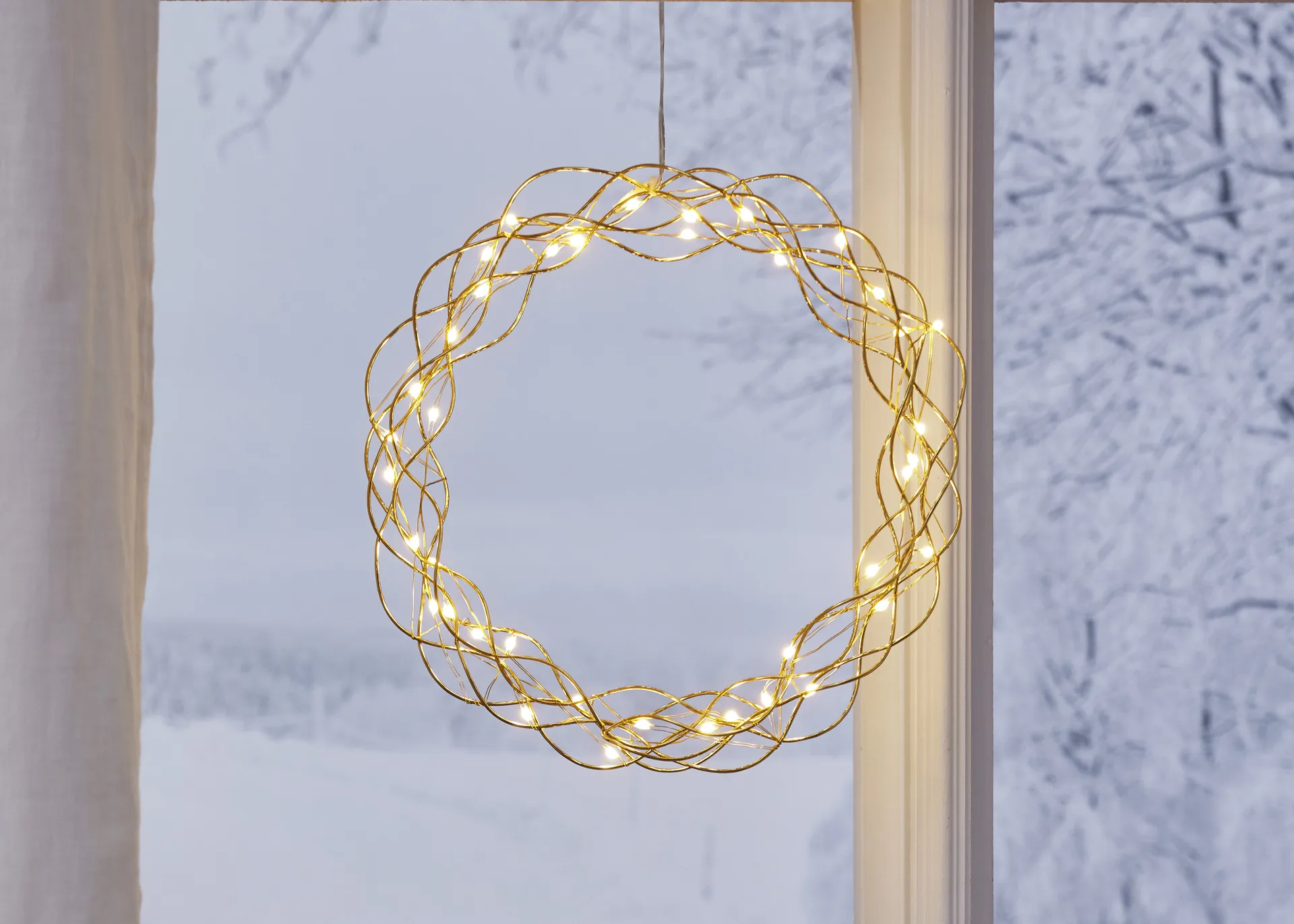 Curly guirlanda com luzes LED 30 cm, Latão Star Trading
