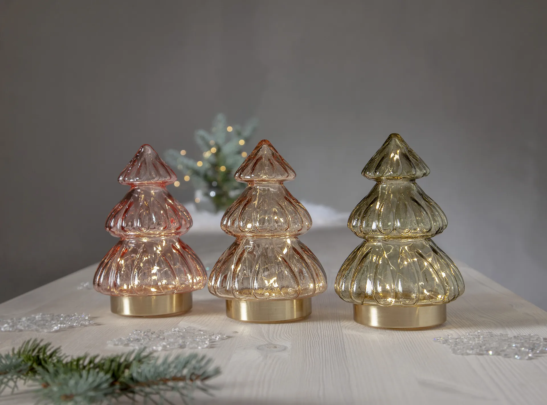 Decoração da mesa luzes de Natal 18 cm Abete, Bege Star Trading