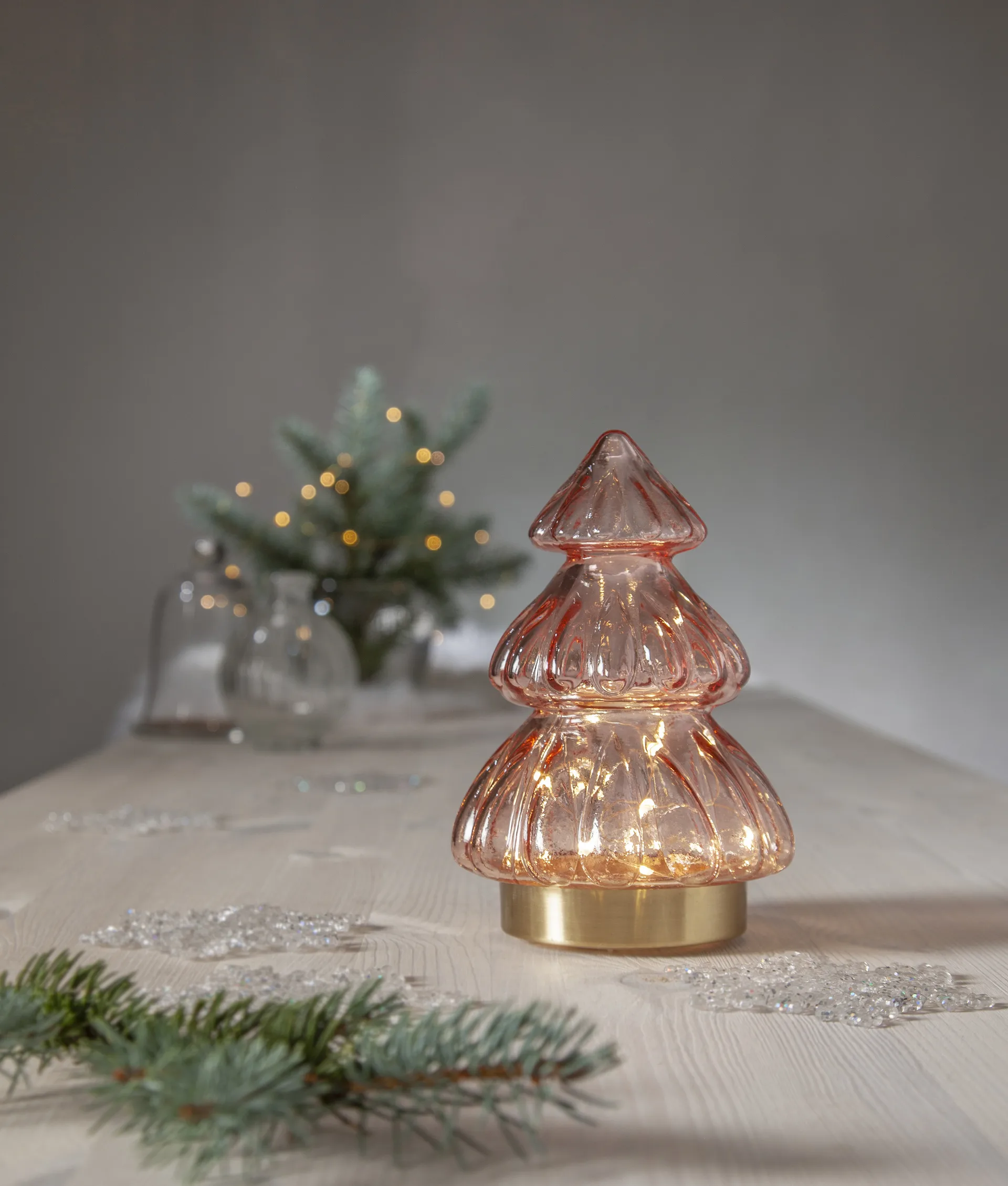 Decoração da mesa luzes de Natal 18 cm Abete, Rosa Star Trading