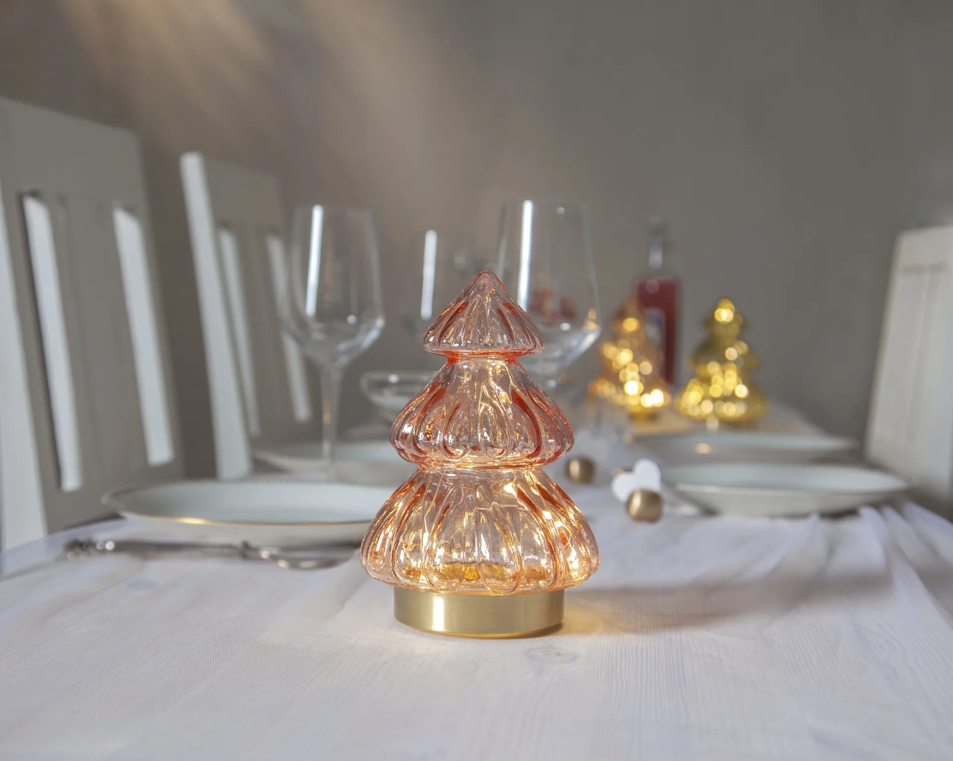 Decoração da mesa luzes de Natal 18 cm Abete, Rosa Star Trading