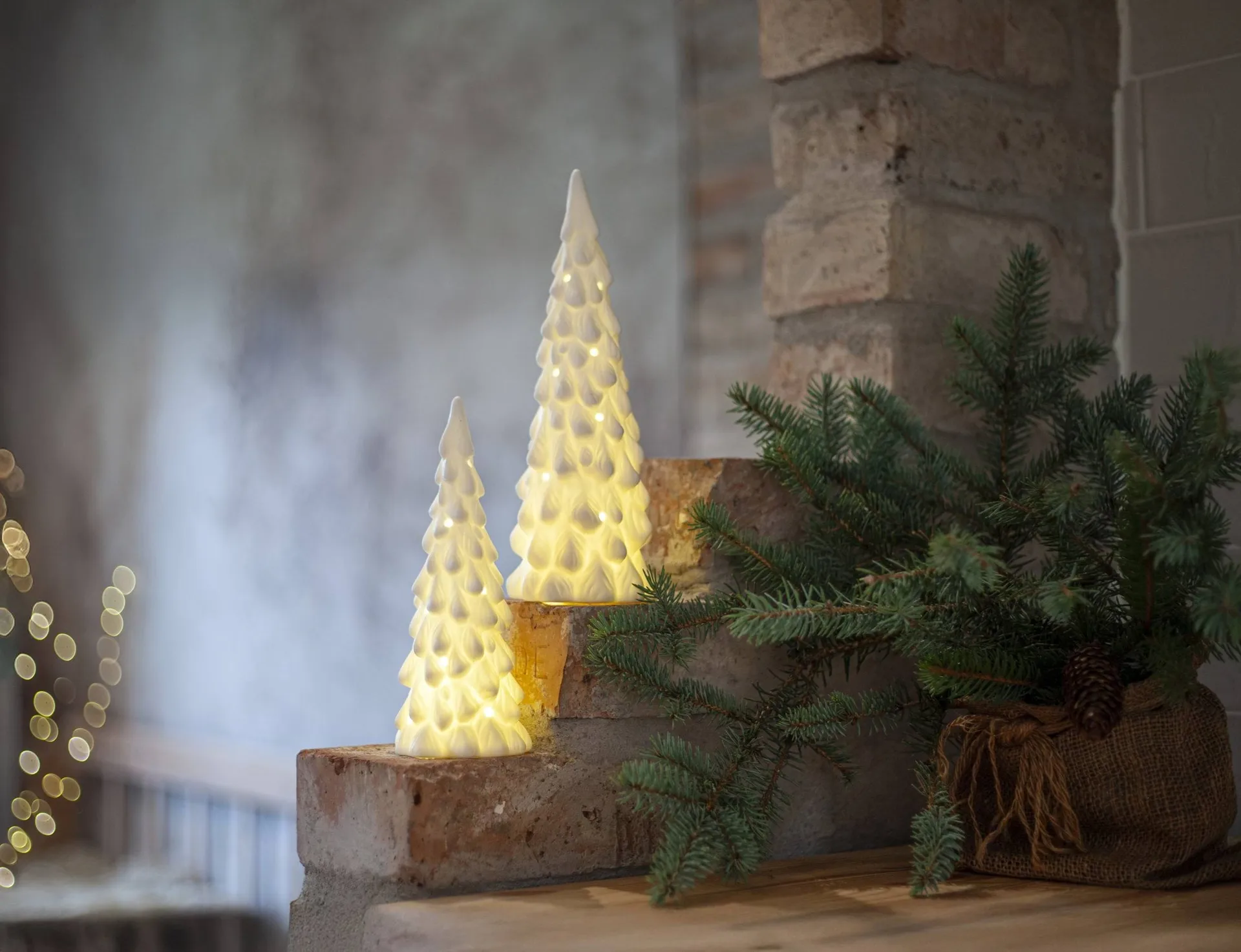 Decoração de inverno para interior, Abeto branco, 2 peças Star Trading