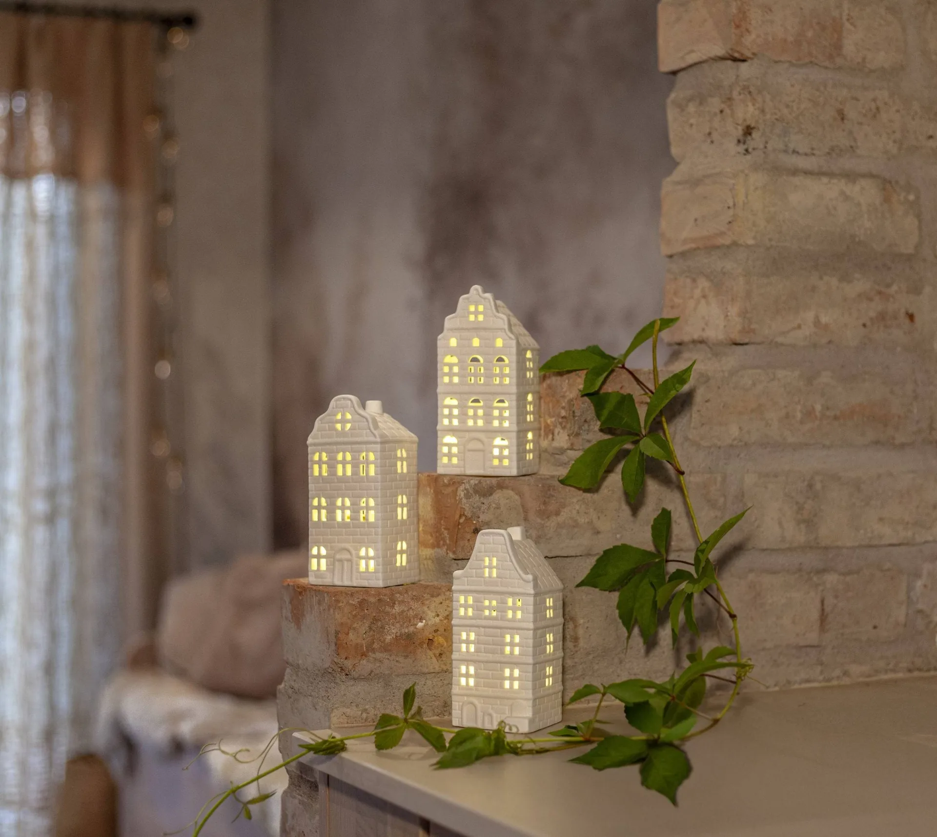 Decoração de inverno para interior, Casa branca, 3 peças Star Trading