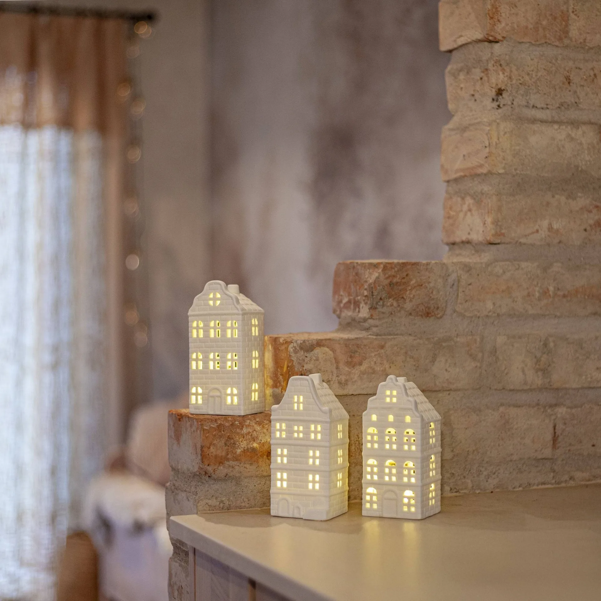 Decoração de inverno para interior, Casa branca, 3 peças Star Trading