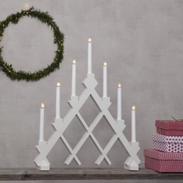 Rut 7 castiçal de madeira 43 cm - Branco - Star Trading