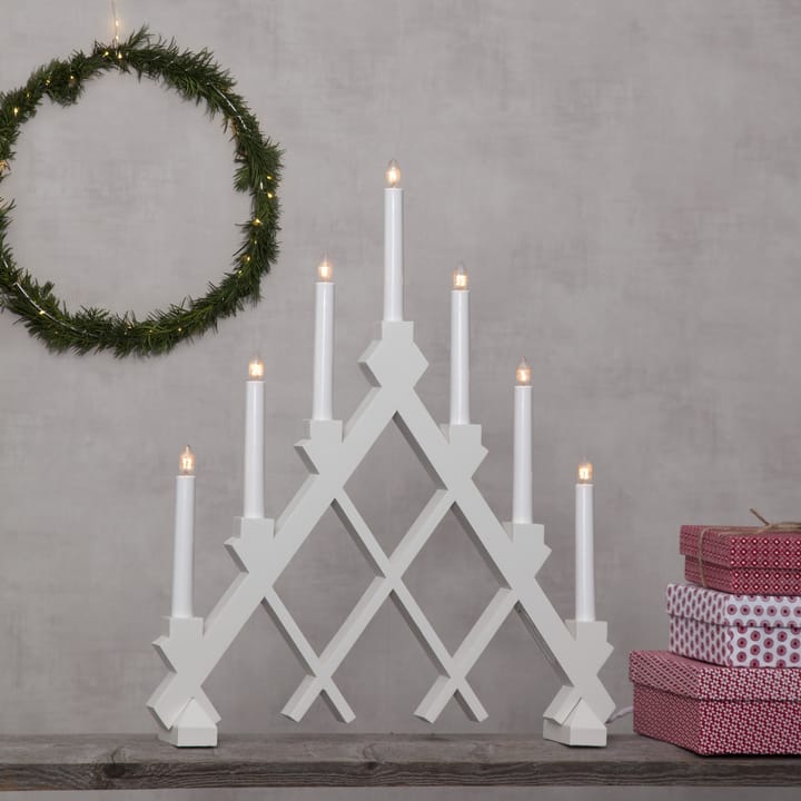 Rut 7 castiçal de madeira 43 cm, Branco Star Trading