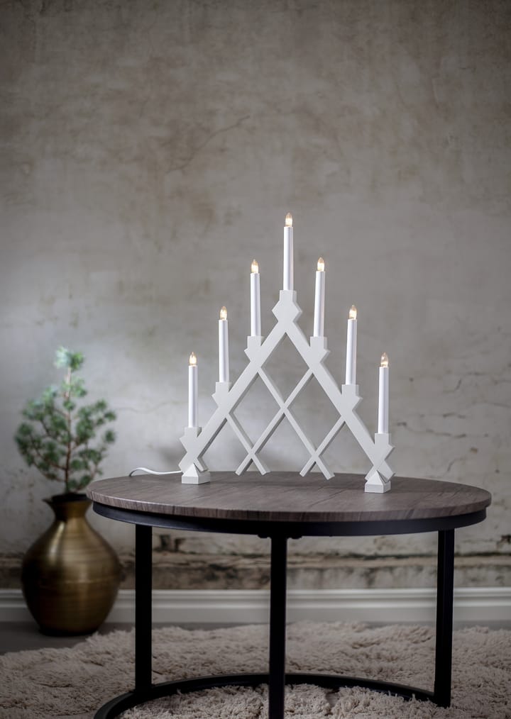 Rut 7 castiçal de madeira 43 cm, Branco Star Trading