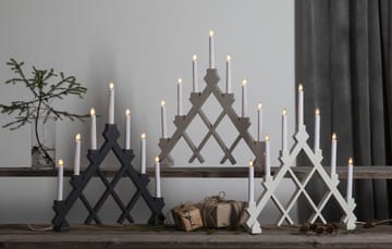 Rut 7 castiçal de madeira 43 cm - Branco - Star Trading