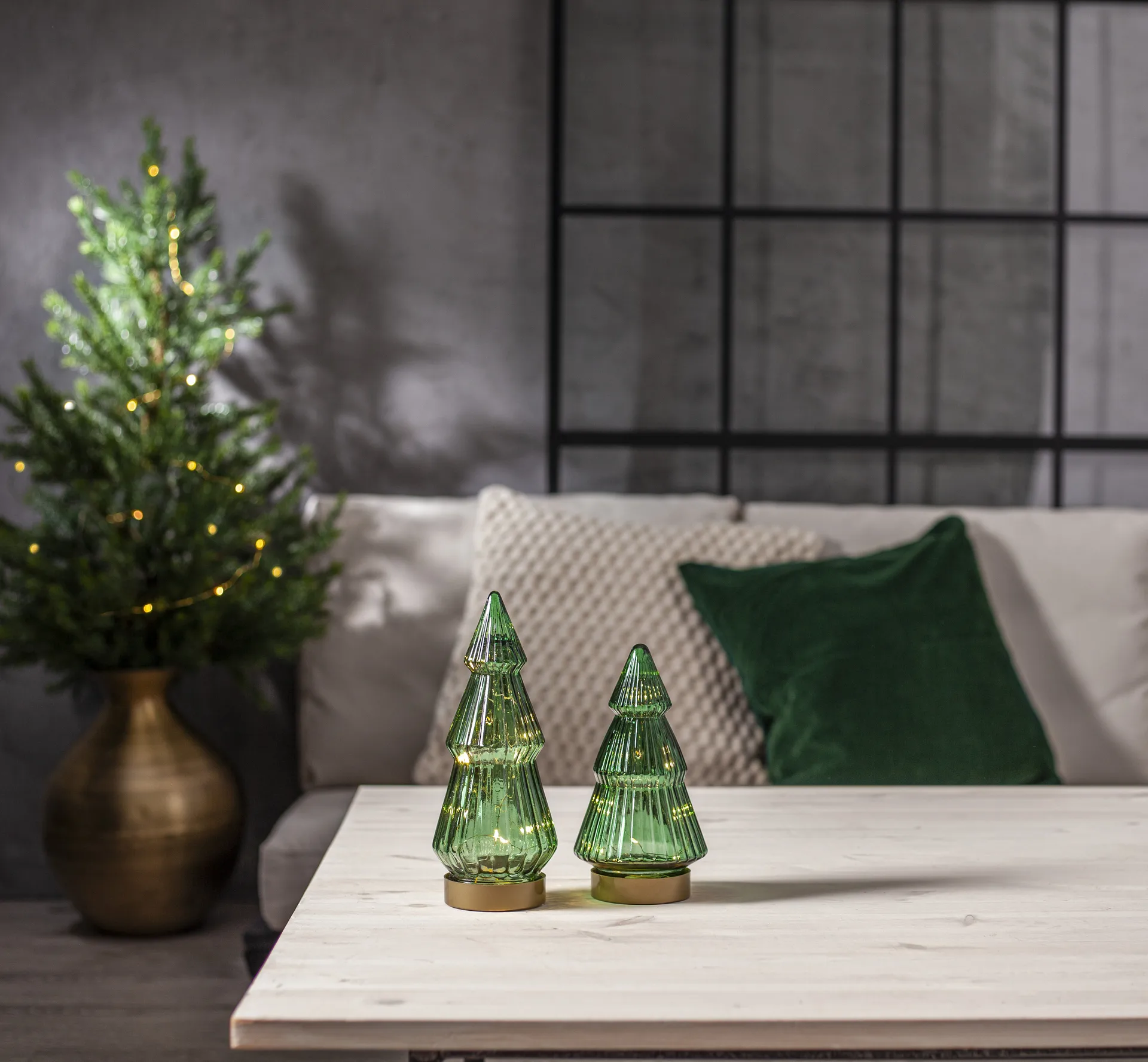 Verde decoração de vidro LED 20 cm, Verde Star Trading