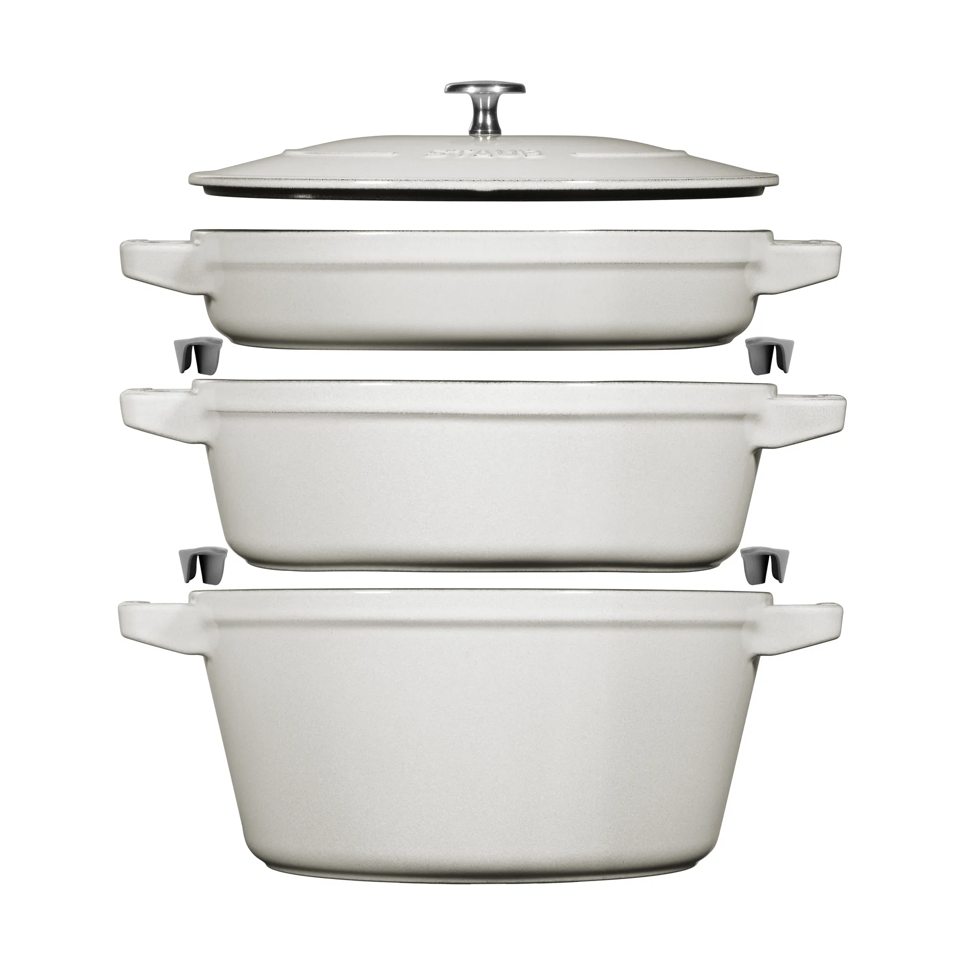 Staub conjunto de panelas e caçarolas empilháveis 5 peças, Trufa branca STAUB