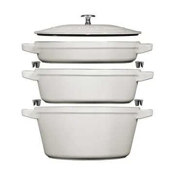 Staub conjunto de panelas e caçarolas empilháveis 5 peças - Trufa branca - STAUB