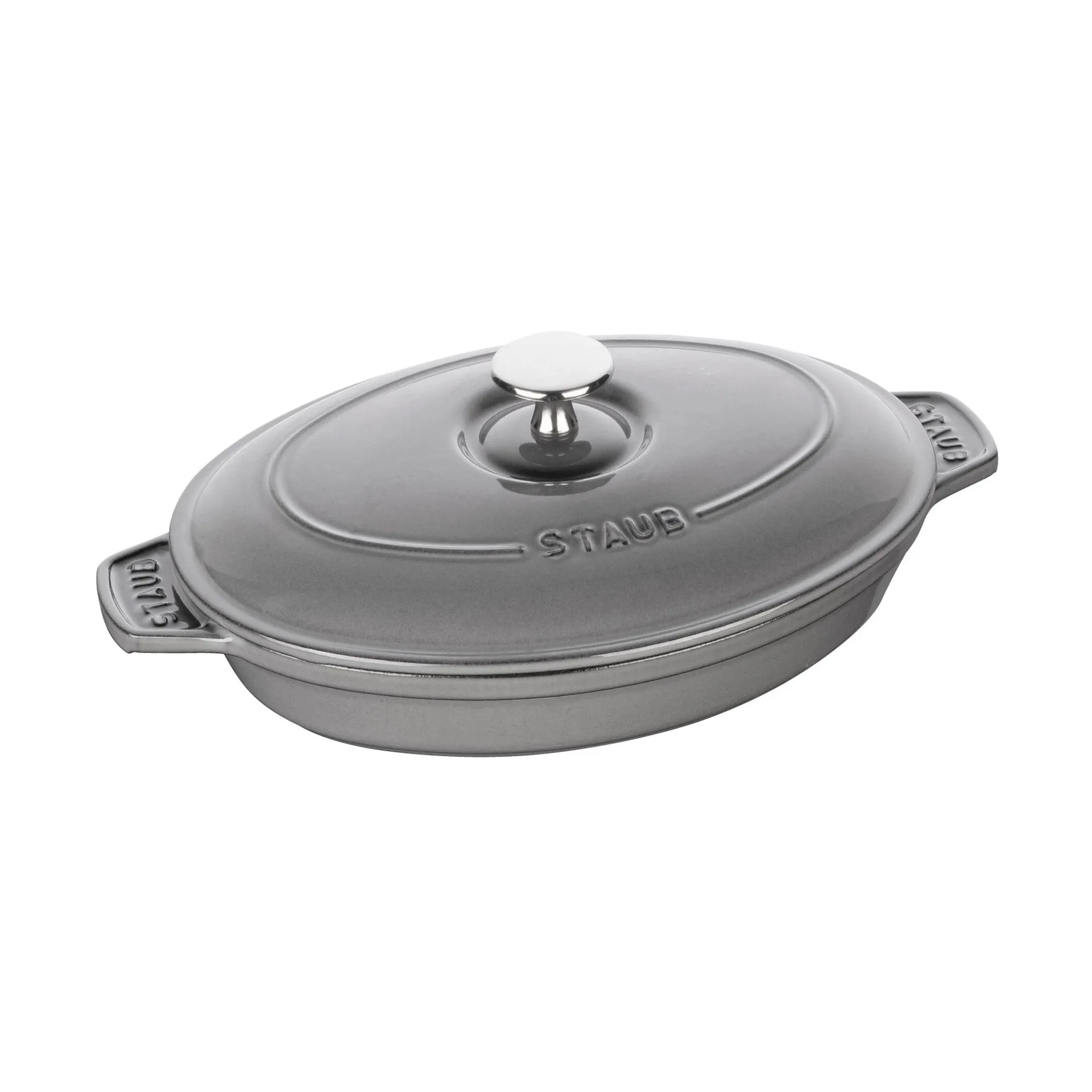 Staub forma para forno de ferro fundido com tampa oval 23cm, Cinza grafite STAUB