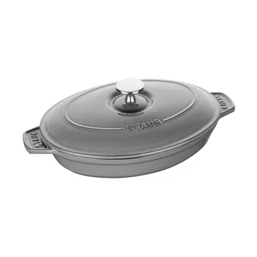 Staub forma para forno de ferro fundido com tampa oval 23cm - Cinza grafite - STAUB