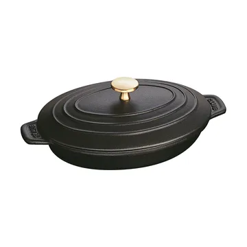 Staub forma para forno de ferro fundido com tampa oval 23cm - Preto - STAUB