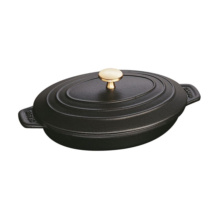 Staub forma para forno de ferro fundido com tampa oval 23cm - Preto - STAUB
