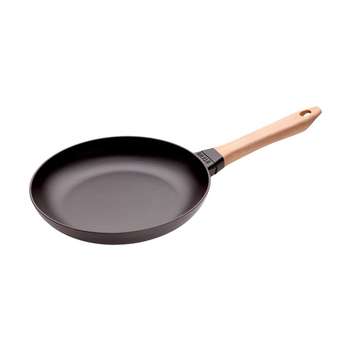 Staub frigideira de ferro fundido preta com cabo de madeira clara - Ø26 cm - STAUB