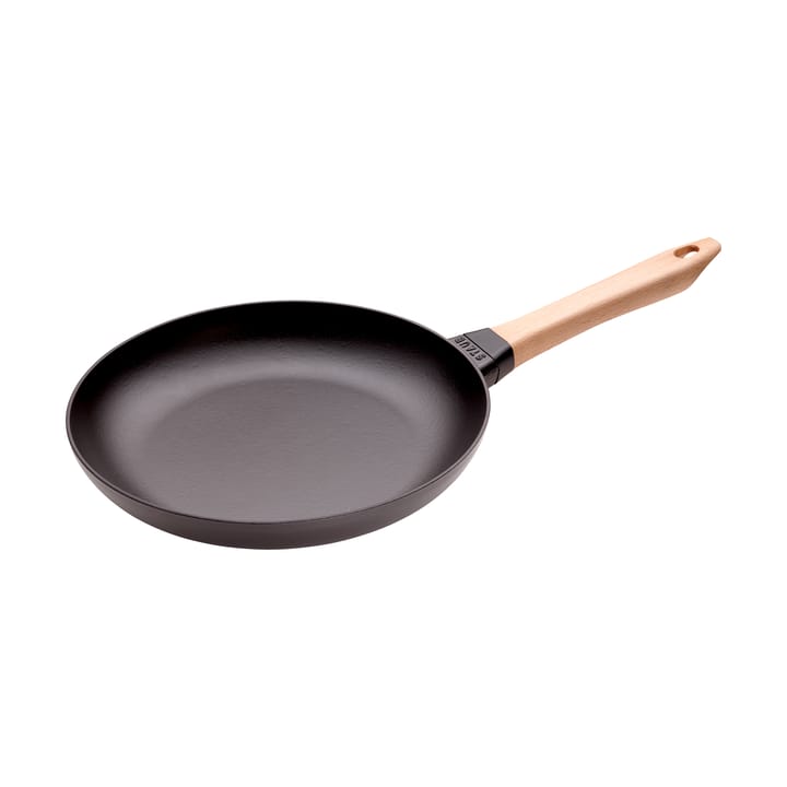 Staub frigideira de ferro fundido preta com cabo de madeira clara - Ø28 cm - STAUB