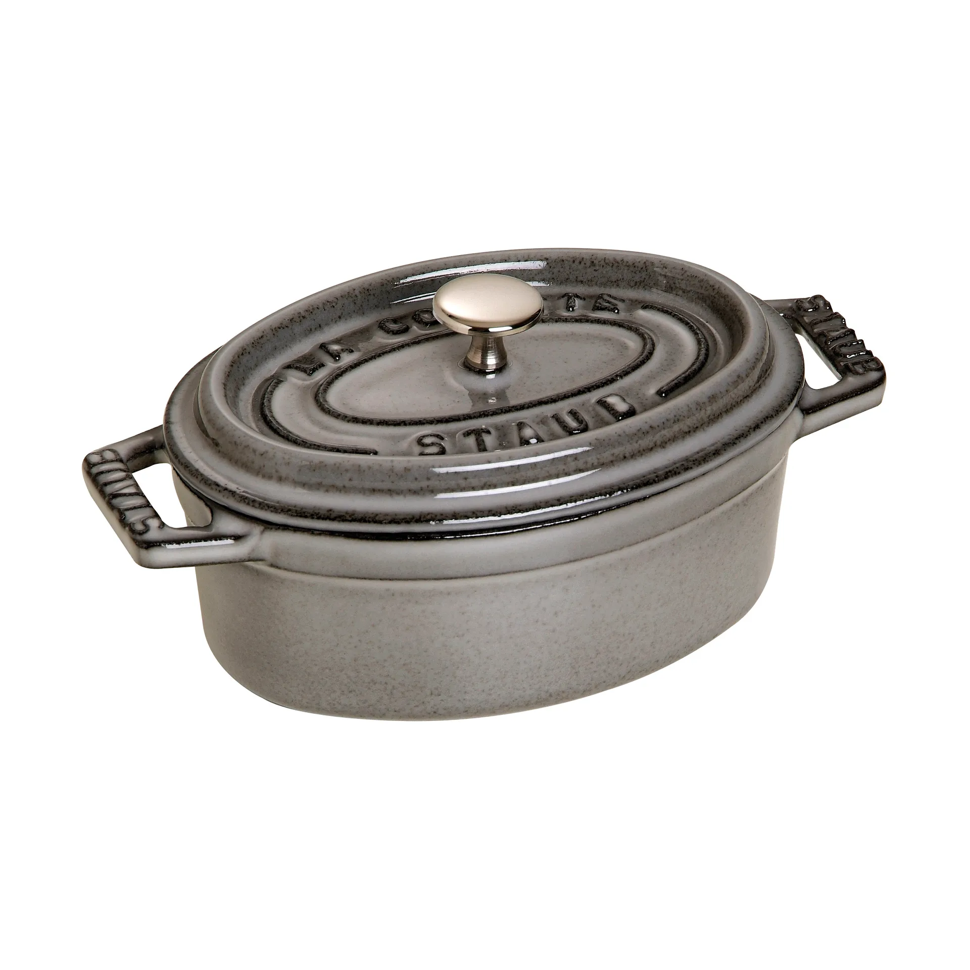 Staub La Cocotte mini panela oval de ferro fundido 0,25 L, Cinza grafite STAUB