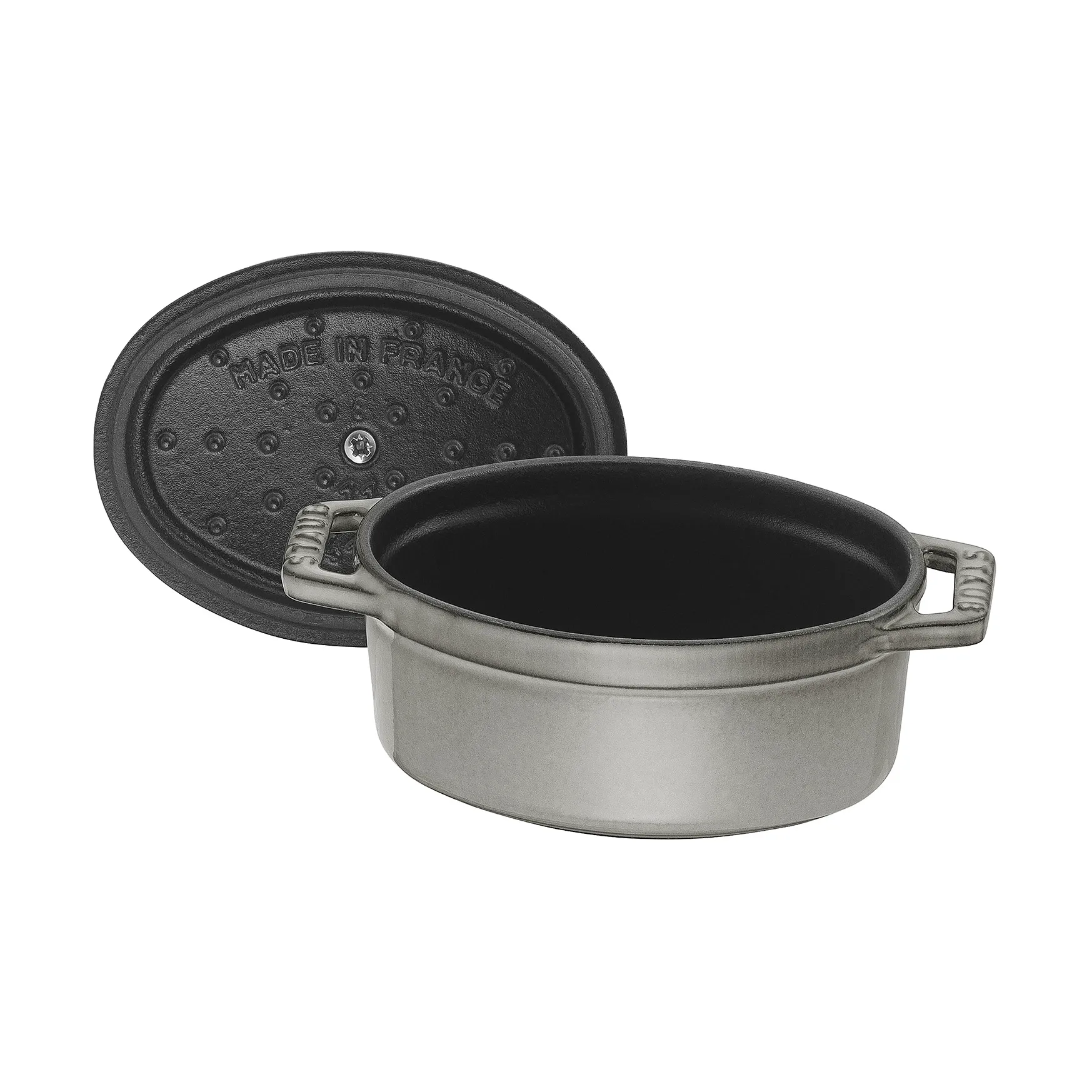 Staub La Cocotte mini panela oval de ferro fundido 0,25 L, Cinza grafite STAUB