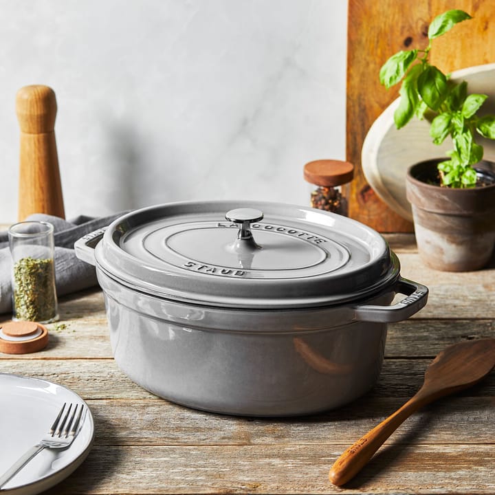 Staub La Cocotte oval panela de ferro fundido 6,7 L, Cinza grafite STAUB