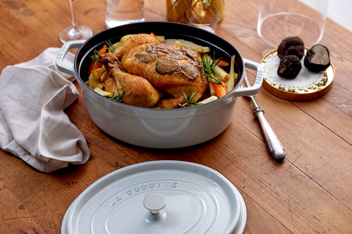 Staub La Cocotte oval panela de ferro fundido 6,7 L, Trufa branca STAUB