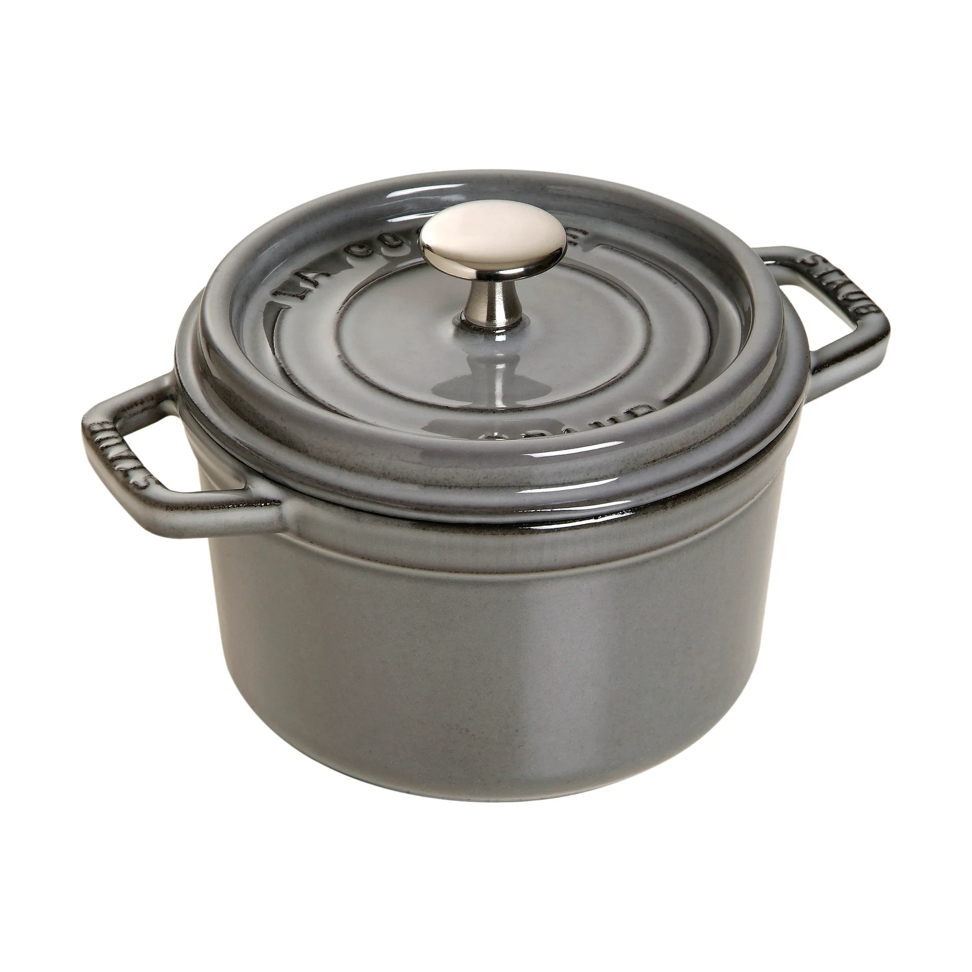 Staub La Cocotte panela redonda de ferro fundido 0,8 L, Cinza grafite STAUB