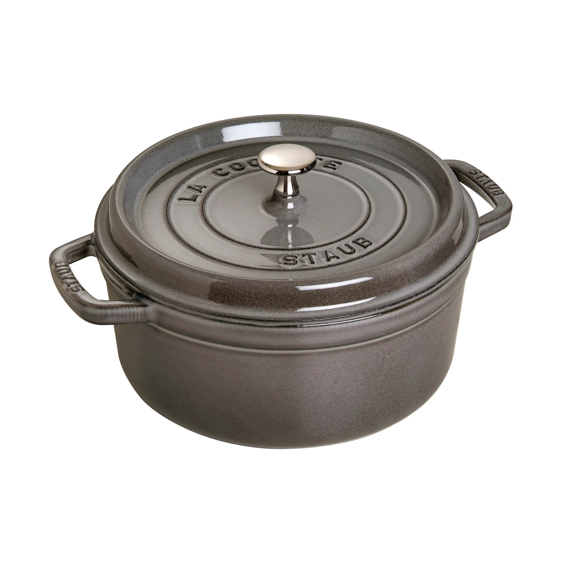 Staub La Cocotte panela redonda de ferro fundido 1,7 L, Cinza grafite STAUB
