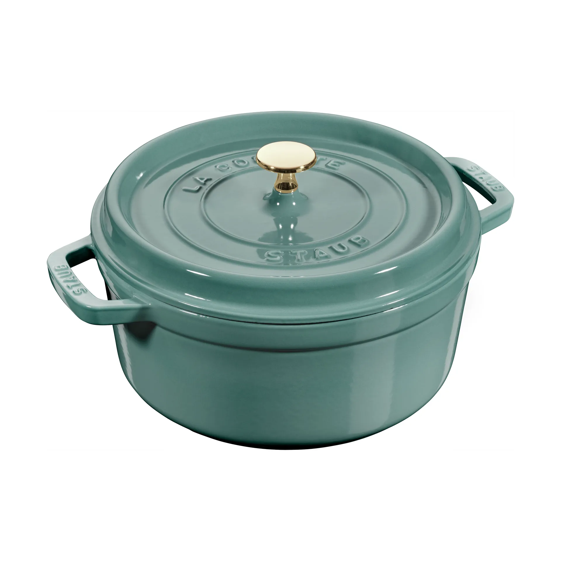 Staub La Cocotte panela redonda de ferro fundido 3,8 L, Madeira de eucalipto STAUB