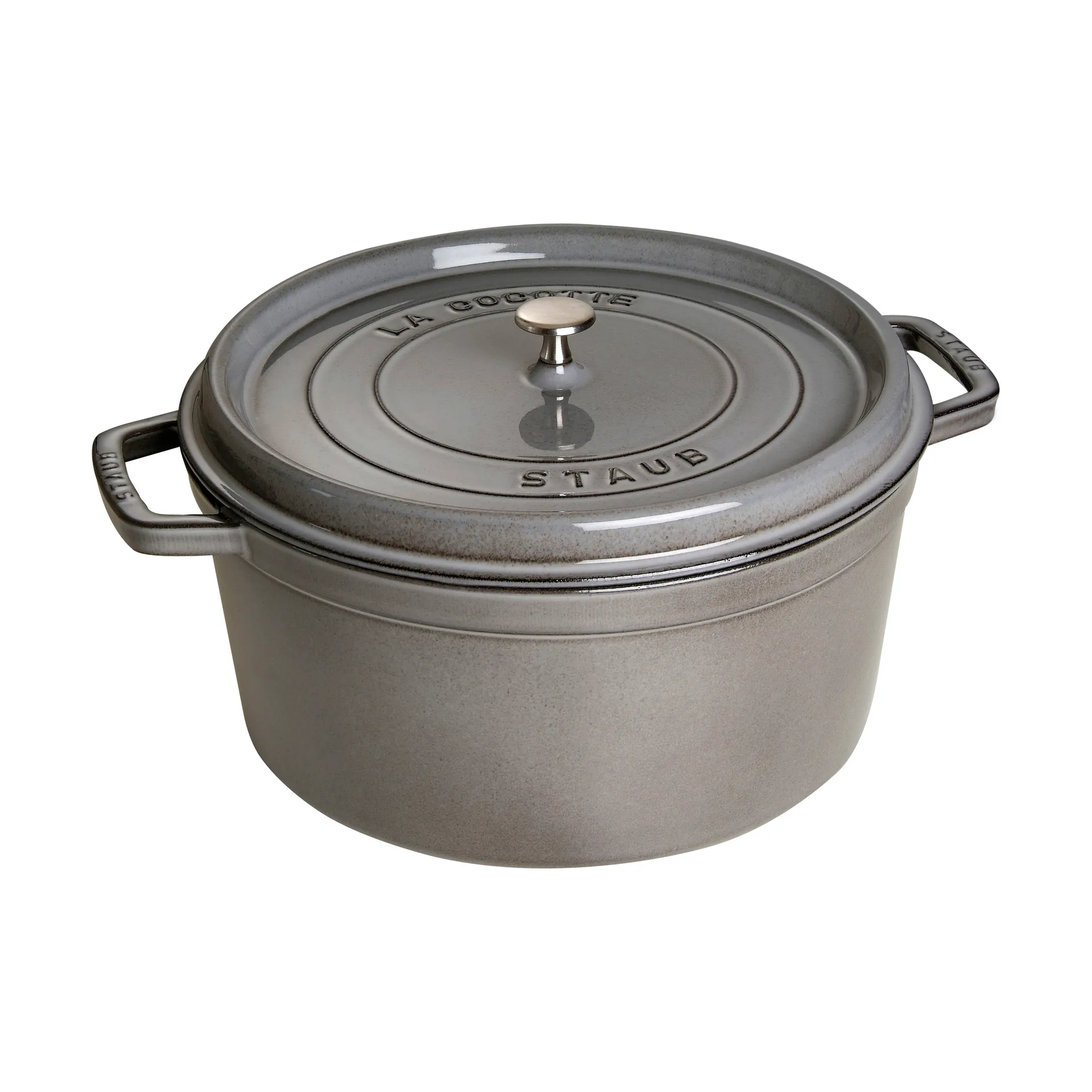 Staub La Cocotte panela redonda de ferro fundido 8,4 L, Cinza grafite STAUB