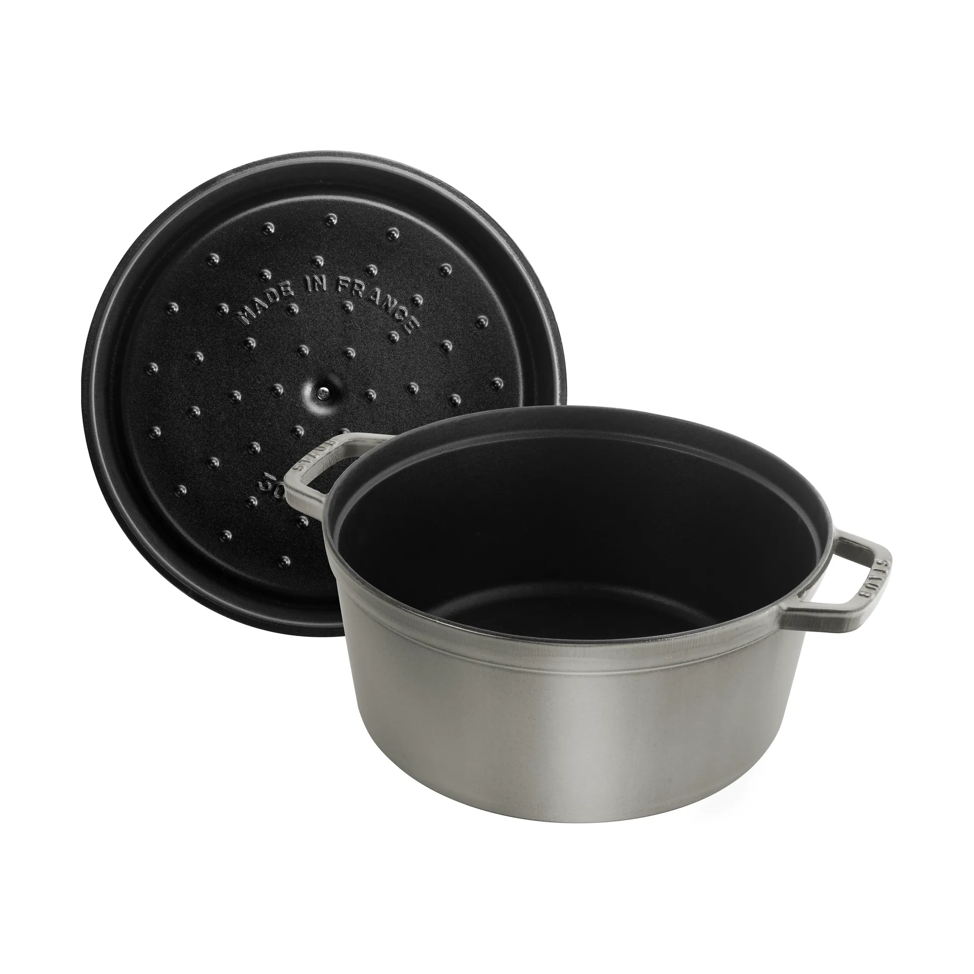 Staub La Cocotte panela redonda de ferro fundido 8,4 L, Cinza grafite STAUB