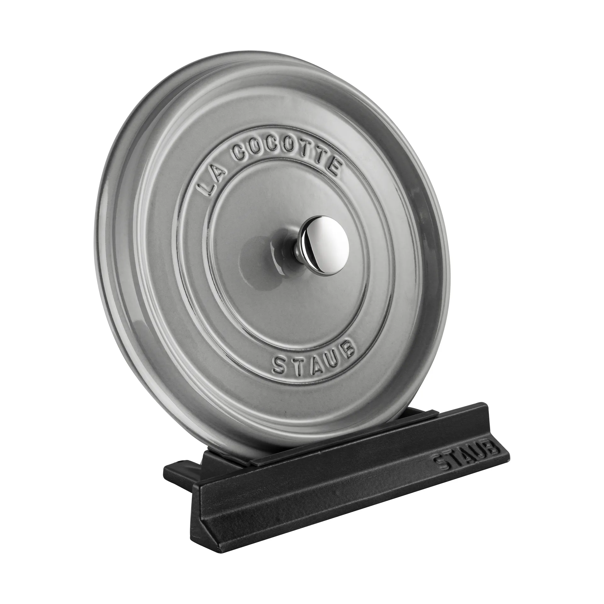 Staub suporte de tampa de ferro fundido e silicone, Preto STAUB