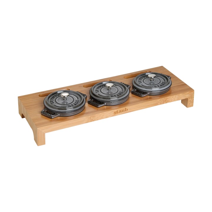 Staub suporte para servir 3 mini panelas, Bambu STAUB