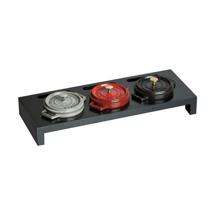 Staub suporte para servir 3 mini panelas, Preto STAUB